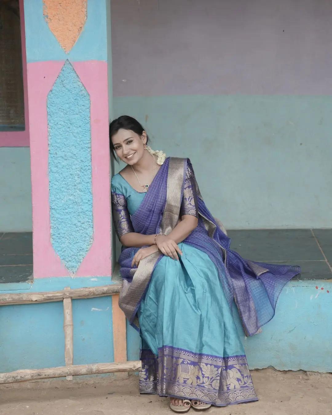 Telugu TV Actress Deepa Jagadeesh In Blue Lehenga Choli